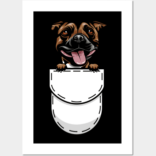 Funny Staffordshire Bull Terrier Pocket Dog Posters and Art